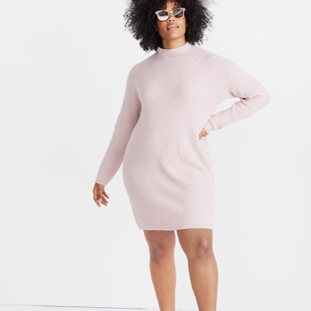 Madewell long sleeve knit sweater mockneck pink color dress women’s plus size 2X